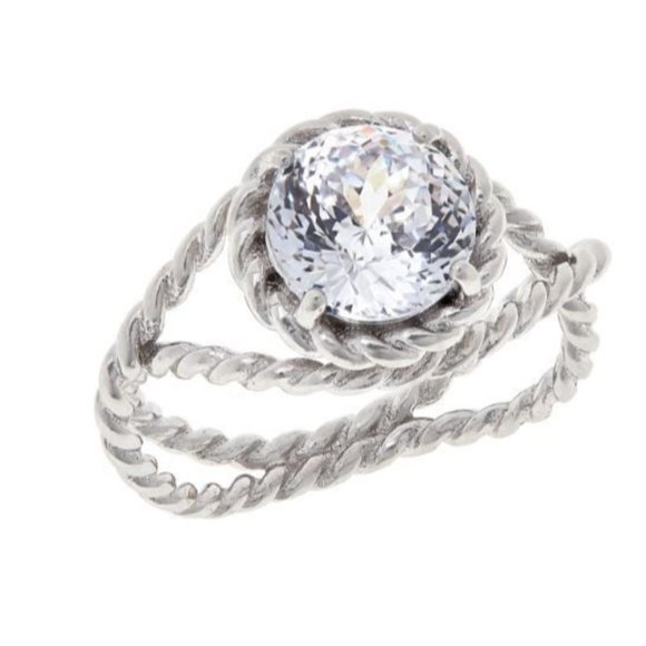 Absolute Size 10 Sterling Silver Cubic Zirconia 120-Facet Round Rope Ring NWT - Picture 1 of 10